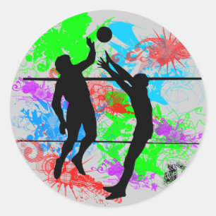Volleyball Classic Round Sticker