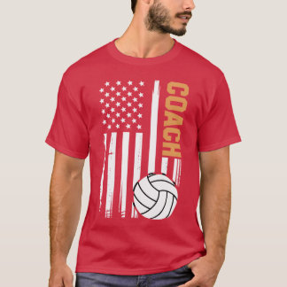 Volleyball Coach American Flag Design Funny Traine T-Shirt