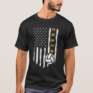Volleyball Coach American Flag Funny Trainer Coach T-Shirt