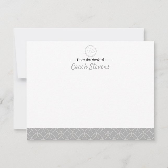 Volleyball Coach Black Grey Mens Stationery Invitation (Front)
