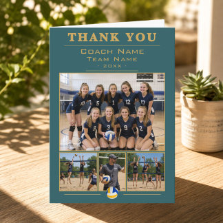 Volleyball Coach Collage Team 4 Photo Thank You Card