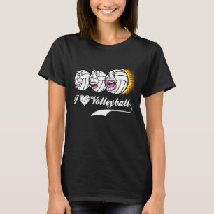 Volleyball Coach Dad Mum  Faces I Heart Volleyball T-Shirt