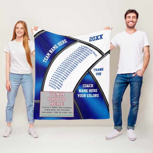 Volleyball Coach Gift Ideas,  Photo, Players Names Fleece Blanket (In Situ)