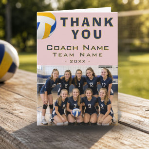 Volleyball Coach Player Name Photo Thank You Card