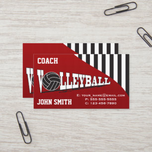 Volleyball Coach - Red Business Card