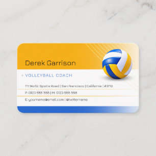 Volleyball Coach   Trainer Practice Lessons Business Card