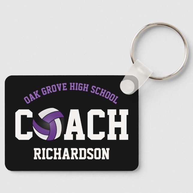 Volleyball Coach with Player's Names - Purple  Key Ring (Front)