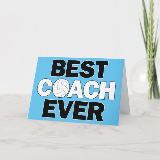 Volleyball Coaches "Best Coach Ever" Custom Colour Thank You Card (Front)