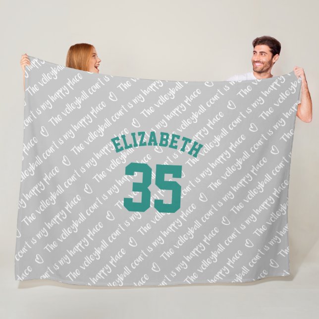 volleyball court happy place typography pattern fleece blanket (In Situ)