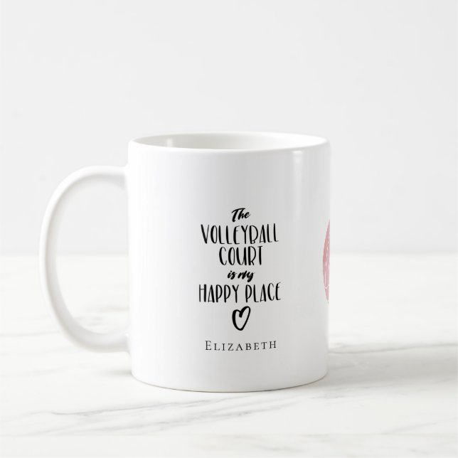 Volleyball court is my happy place personalised coffee mug (Left)