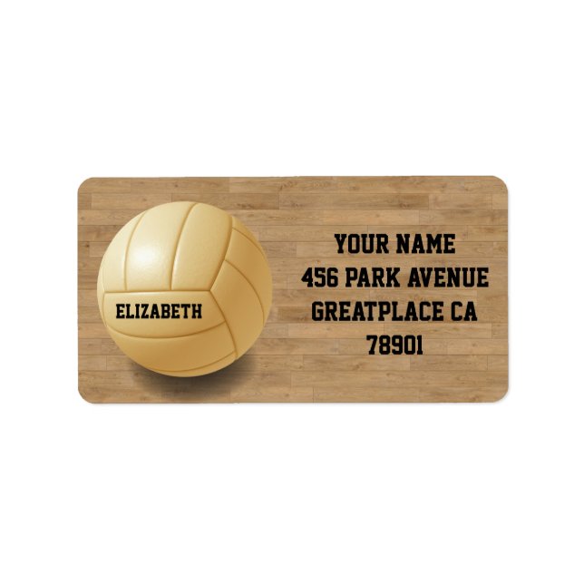 Volleyball Custom Ball Address Label (Front)