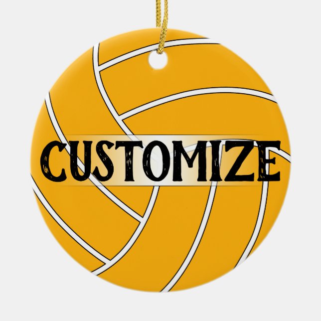 Volleyball Custom Colours & Text Christmas Ornamen Ceramic Tree Decoration (Front)
