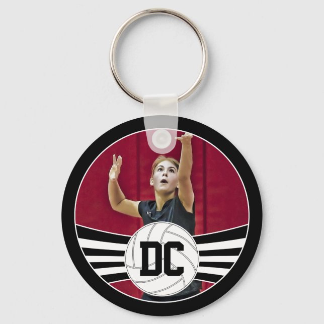 Volleyball Custom Photo and Numbers or Text Key Ring (Front)