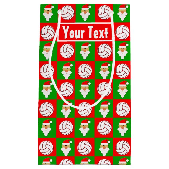 Volleyball Custom Player Name/Text Christmas Santa Small Gift Bag (Front)