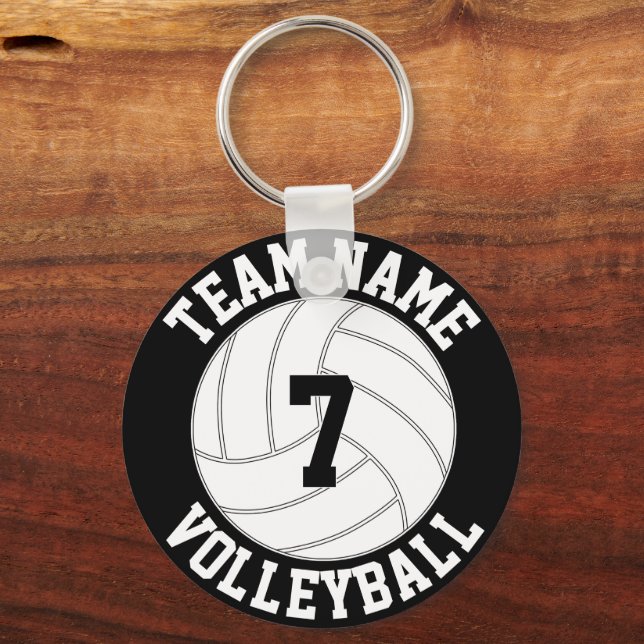 Volleyball Custom Team Name Colour & Player Number Key Ring (Front)