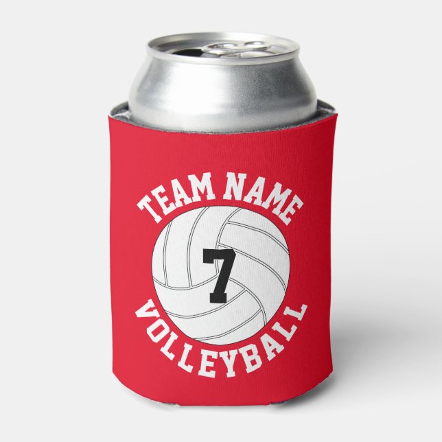 Volleyball Custom Team Name & Player Number Sports Can Cooler (Can Front)