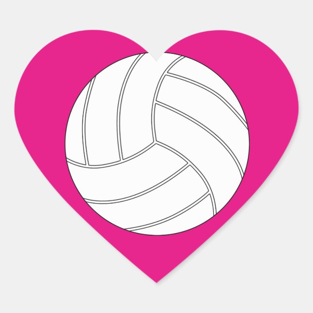Volleyball Cute Heart-Shaped Custom Colour Sports Heart Sticker (Front)