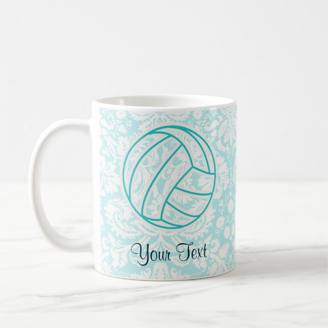 Volleyball; Cute Teal Coffee Mug (Left)
