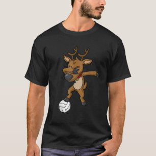 Volleyball Dabbing Reindeer Christmas T-Shirt