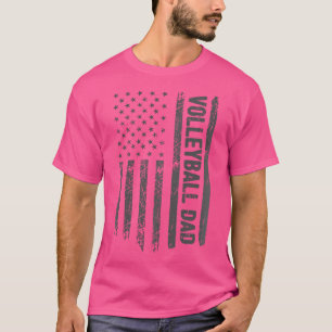 Volleyball Dad America Us Flag Patriot Funny T-Shirt