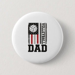 Volleyball Dad American Flag Vintage Engraving Des 6 Cm Round Badge