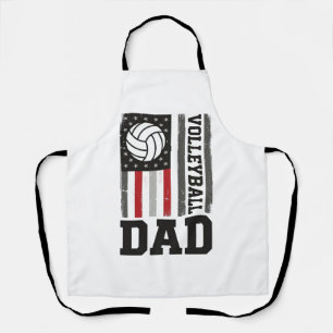 Volleyball Dad American Flag Vintage Engraving Des Apron