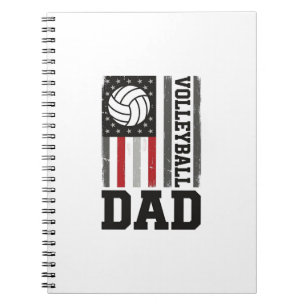 Volleyball Dad American Flag Vintage Engraving Des Notebook