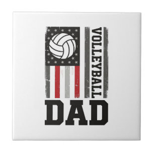 Volleyball Dad American Flag Vintage Engraving Des Tile