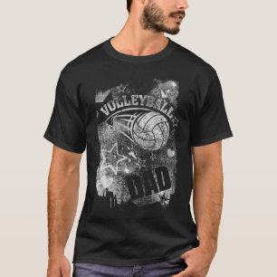 Volleyball Dad, Black Grunge Volleyball T-Shirt