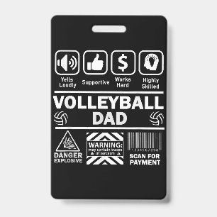 Volleyball Dad Funny Contents of Sports Father ID Badge