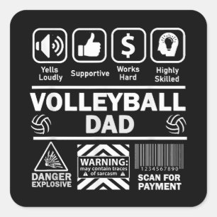 Volleyball Dad Funny Contents of Sports Father Square Sticker