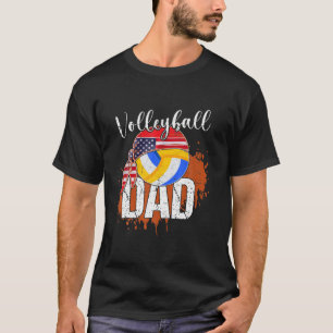 Volleyball Dad Sport Lover American Flag Father's T-Shirt