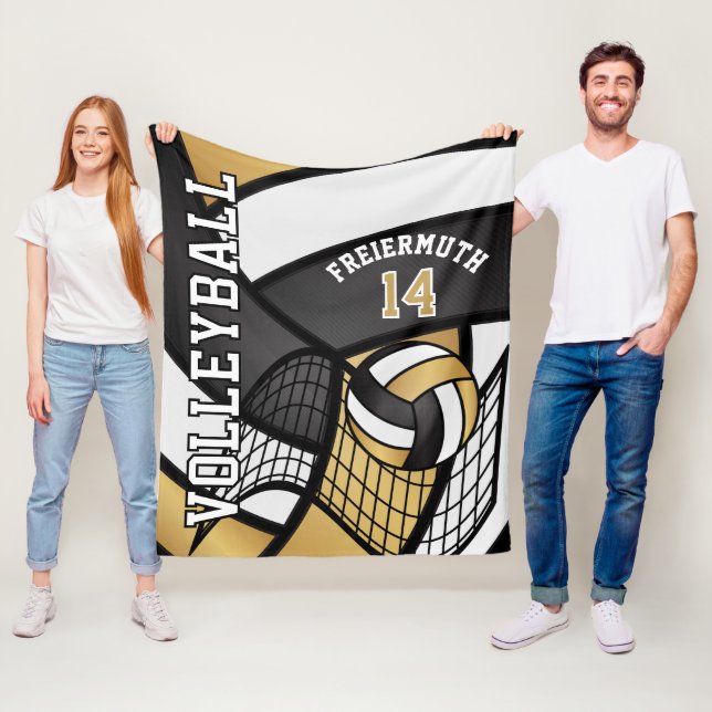 Volleyball 🏐 Design - Gold, White, Black Fleece Blanket (In Situ)