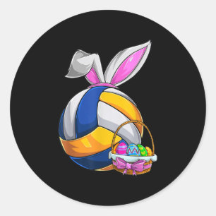 Volleyball Easter Bunny Ears Easter Eggs Hunting B Classic Round Sticker