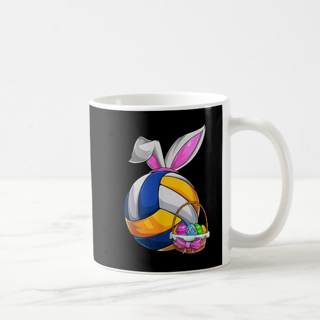 Volleyball Easter Bunny Ears Easter Eggs Hunting B Coffee Mug (Right)
