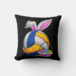 Volleyball Easter Bunny Ears Easter Eggs Hunting B Cushion