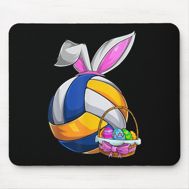 Volleyball Easter Bunny Ears Easter Eggs Hunting B Mouse Mat (Front)