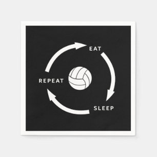 Volleyball Eat Sleep Repeat Sports Fan Saying Napkin