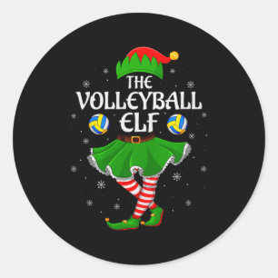 Volleyball Elf Christmas Family Girls Women Elf Sq Classic Round Sticker