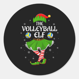 Volleyball Elf Christmas Family Girls Women Elf Sq Classic Round Sticker