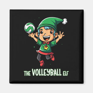 Volleyball Elf Christmas Matching Family Party Xma Magnet
