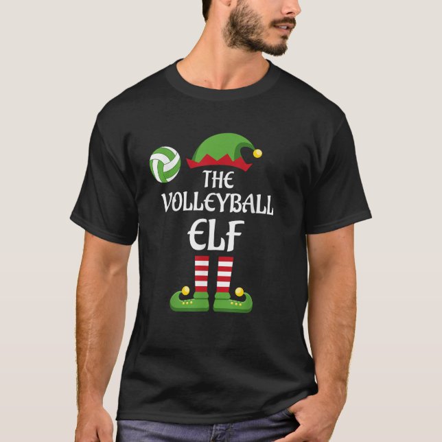 Volleyball Elf Family Matching Group Christmas Spo T-Shirt (Front)