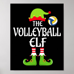 Volleyball Elf Matching Family Group Christmas Par Poster