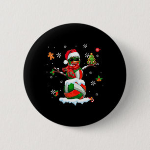 Volleyball Equipment As Snowman Sungles Xmas Playe 6 Cm Round Badge