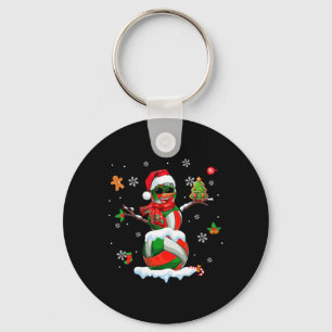 Volleyball Equipment As Snowman Sungles Xmas Playe Key Ring