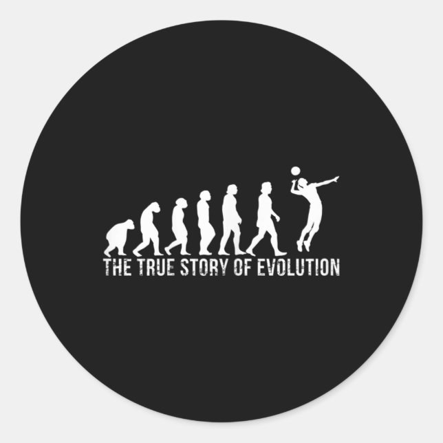 Volleyball Evolution Funny Volleyball Player Gift  Classic Round Sticker (Front)