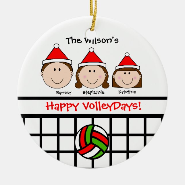 VolleyBall Family 3 (girl) Personalise Ornament (Front)
