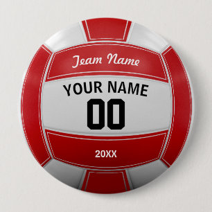 Volleyball Fan Name Year Team Red 10 Cm Round Badge