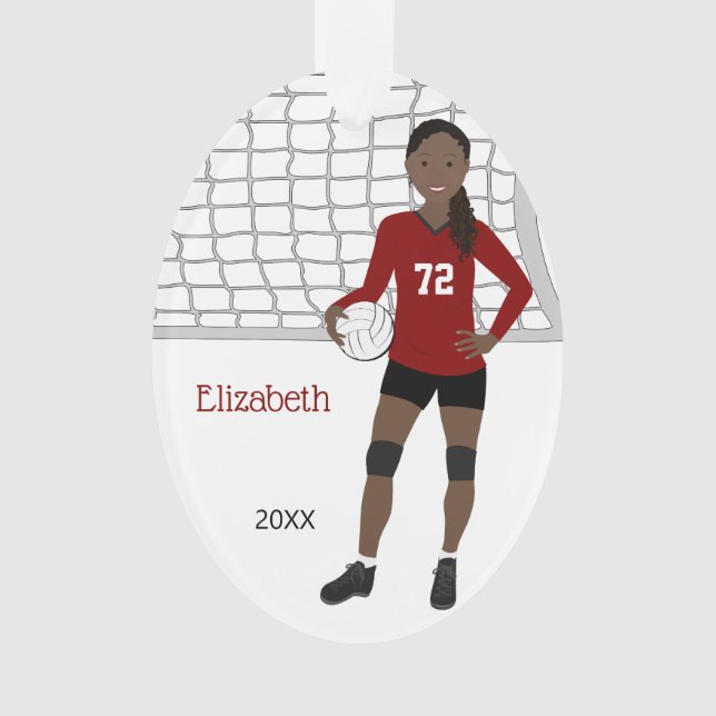 Volleyball Female in Red and Black Ornament (Front)