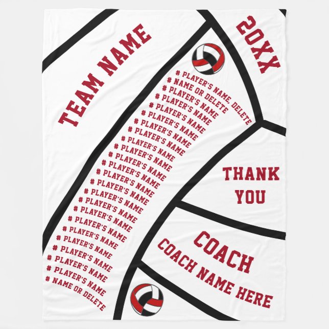 Volleyball Fleece Blanket up to 24 Player's, Coach (Front)